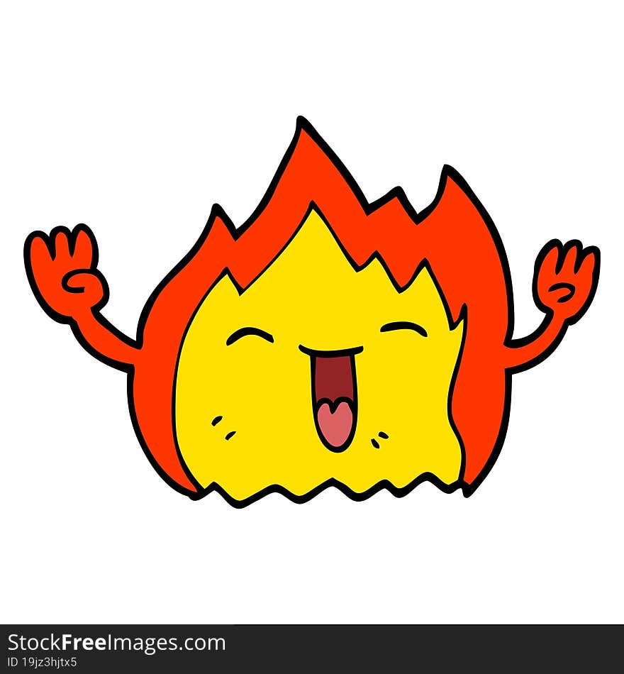 Cartoon Doodle Happy Red Flame