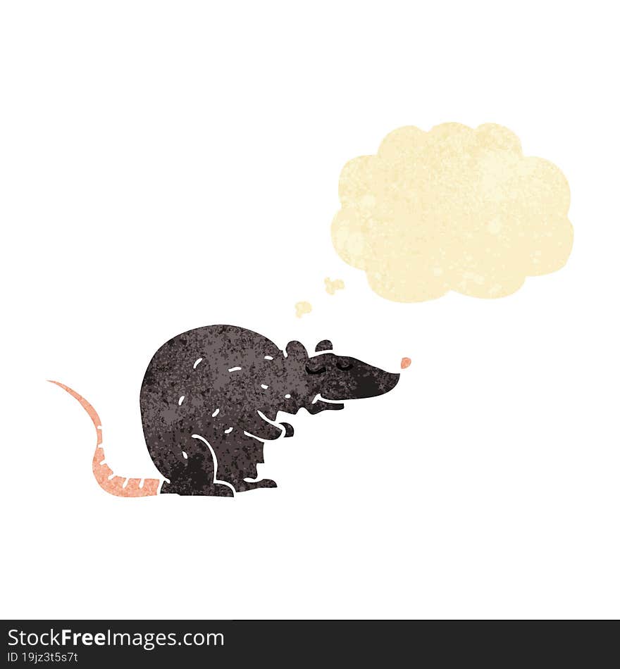 Cartoon Black Rat With Thought Bubble