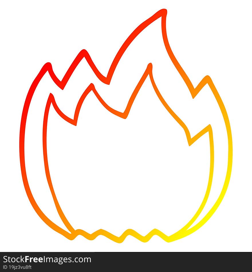 warm gradient line drawing cartoon open flame