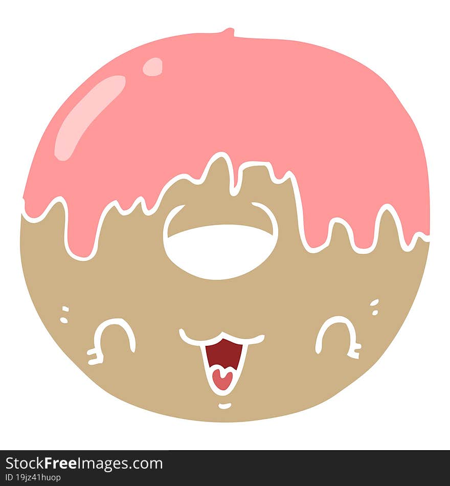 cute flat color style cartoon donut