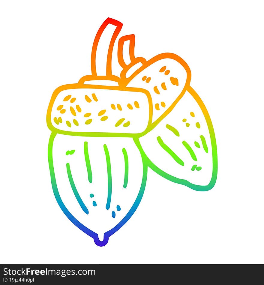 rainbow gradient line drawing cartoon acorn