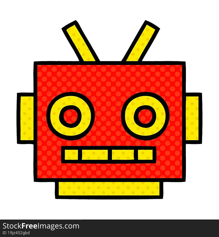 comic book style cartoon robot head