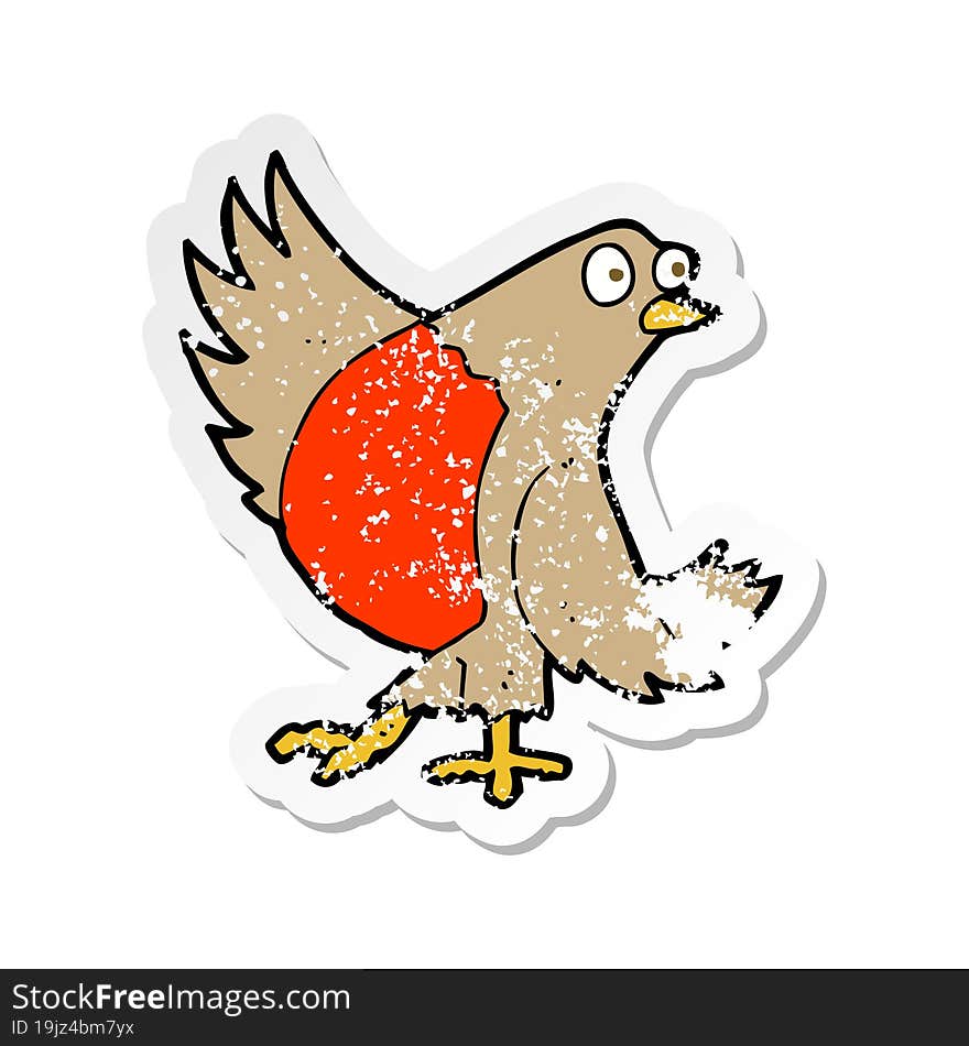 retro distressed sticker of a cartoon dancing robin