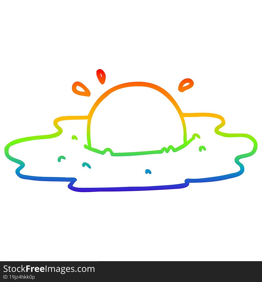 rainbow gradient line drawing of a cartoon fried egg