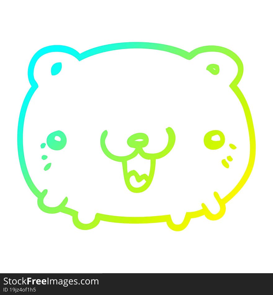 cold gradient line drawing of a funny cartoon bear