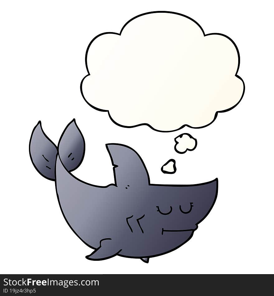 cartoon shark and thought bubble in smooth gradient style