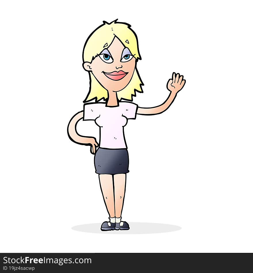 cartoon woman waving