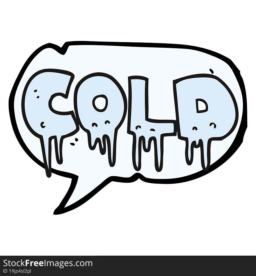 speech bubble cartoon word cold