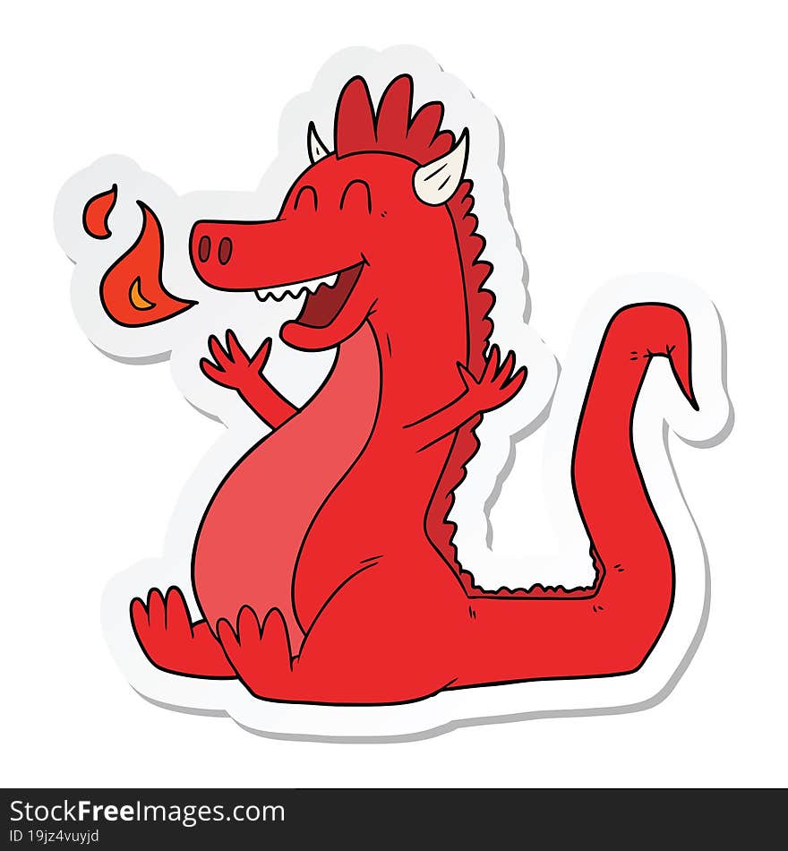 sticker of a cartoon happy dragon