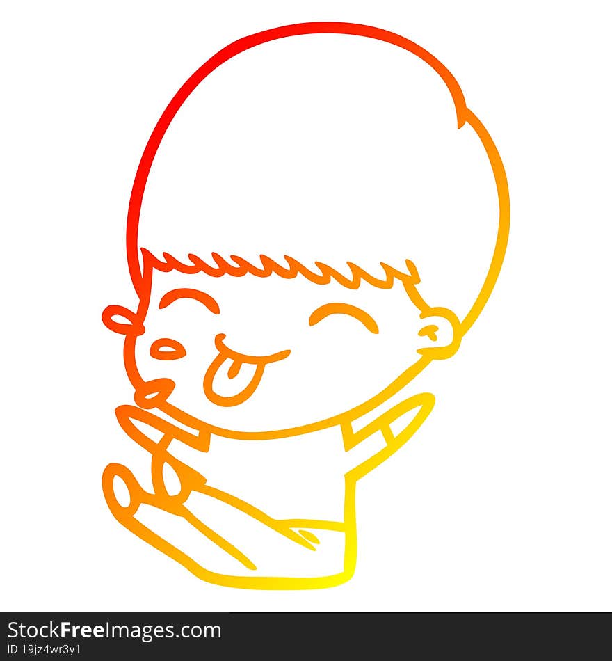 warm gradient line drawing of a cartoon boy