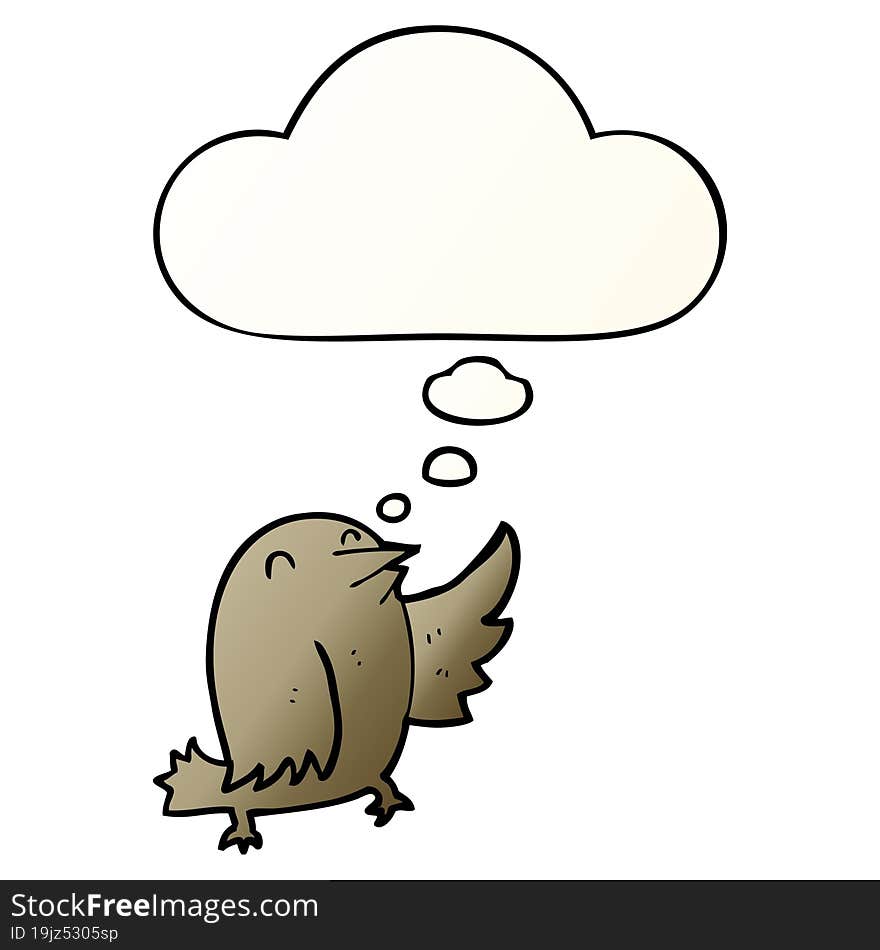 cartoon bird with thought bubble in smooth gradient style