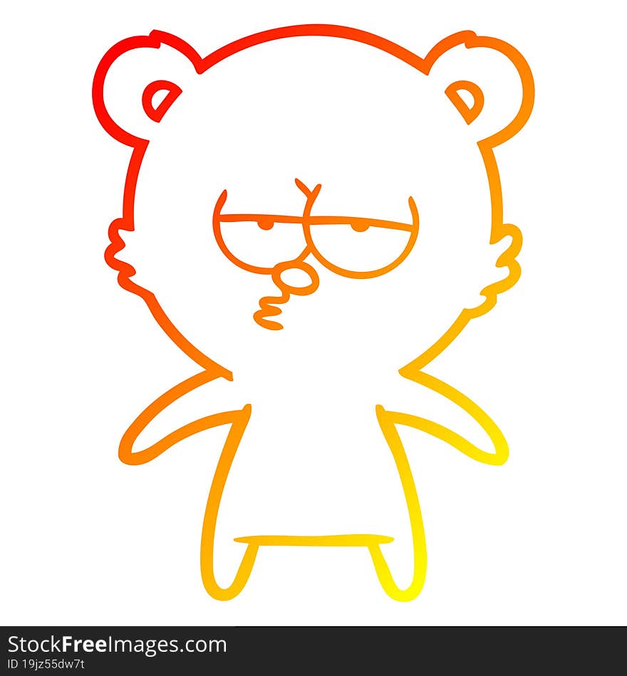 warm gradient line drawing bored bear cartoon