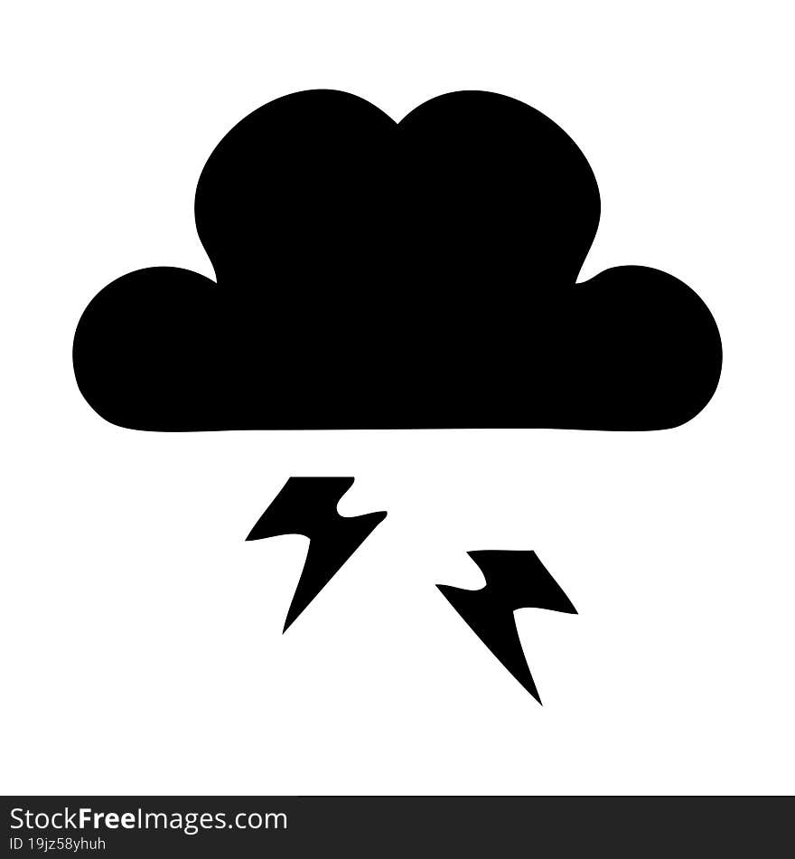 flat symbol of a thunder cloud. flat symbol of a thunder cloud