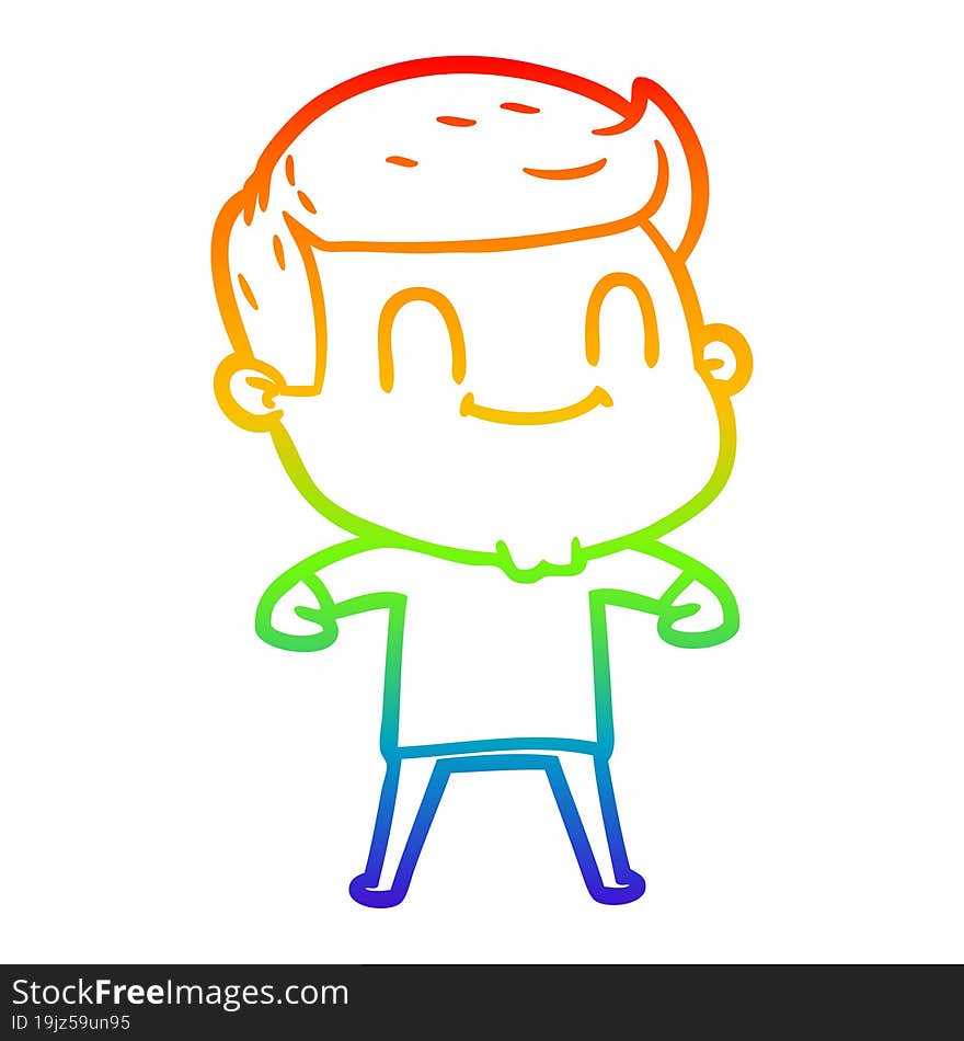 rainbow gradient line drawing of a cartoon friendly man