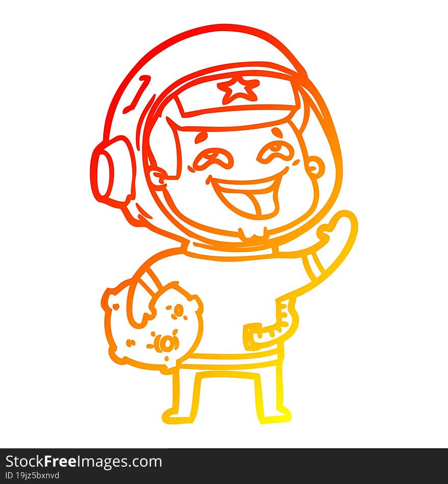 warm gradient line drawing cartoon laughing astronaut