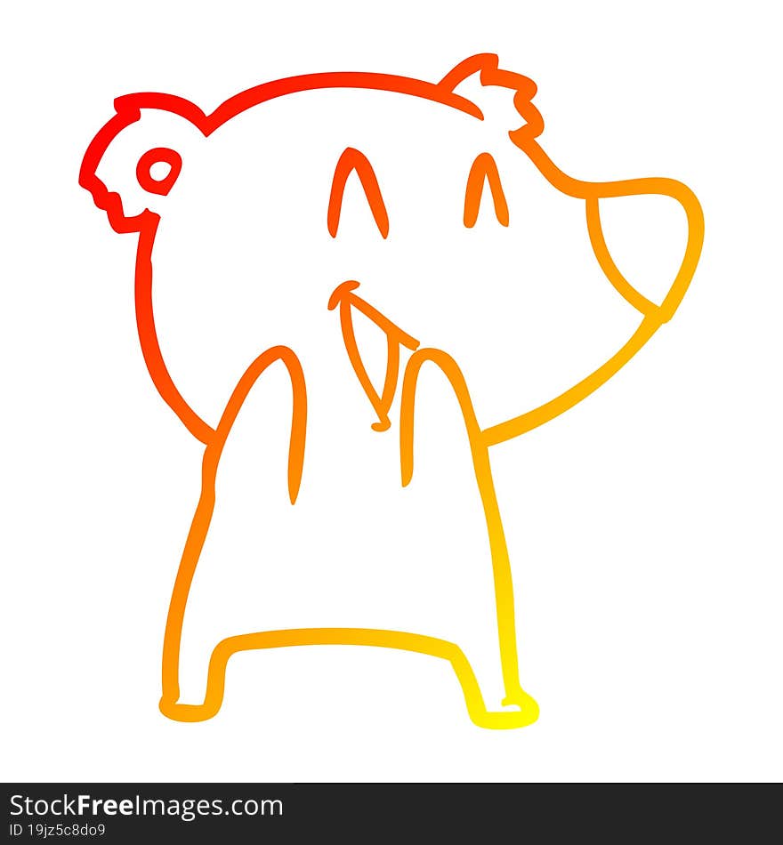 warm gradient line drawing laughing polar bear cartoon