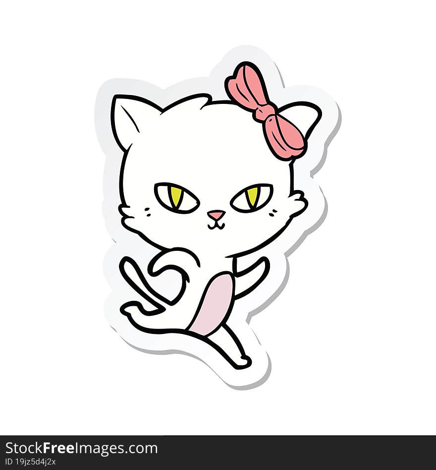 Sticker Of A Cute Cartoon Cat