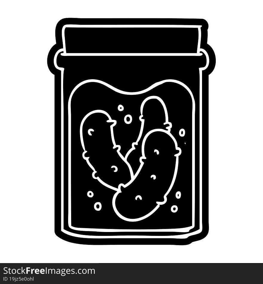 cartoon icon drawing jar of pickled gherkins