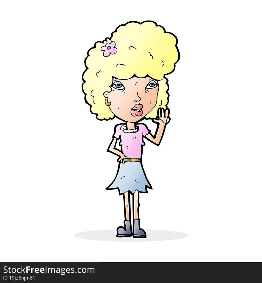 Cartoon Woman Waving