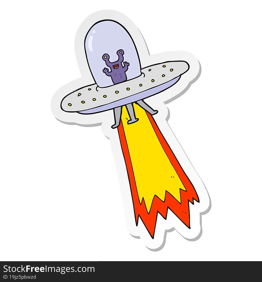 sticker of a cartoon flying saucer