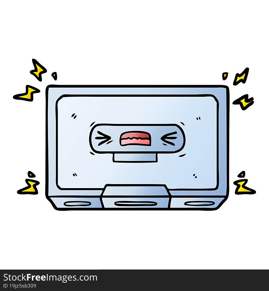 cartoon angry old cassette tape. cartoon angry old cassette tape