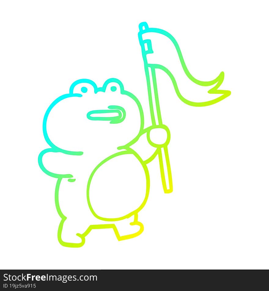 cold gradient line drawing funny cartoon frog