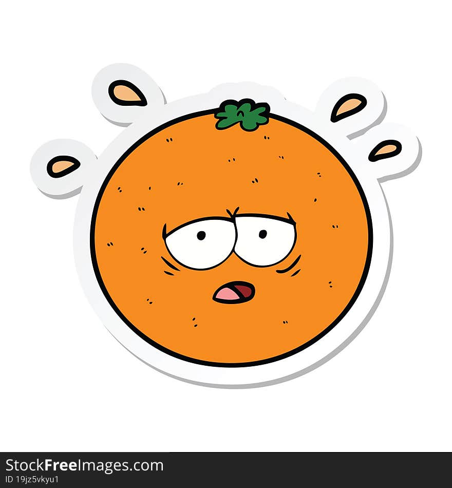 sticker of a cartoon orange