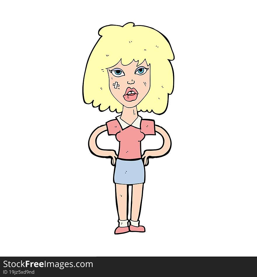 cartoon tough woman