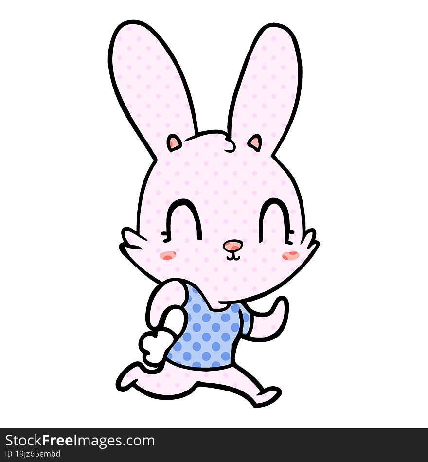 cute cartoon rabbit running. cute cartoon rabbit running