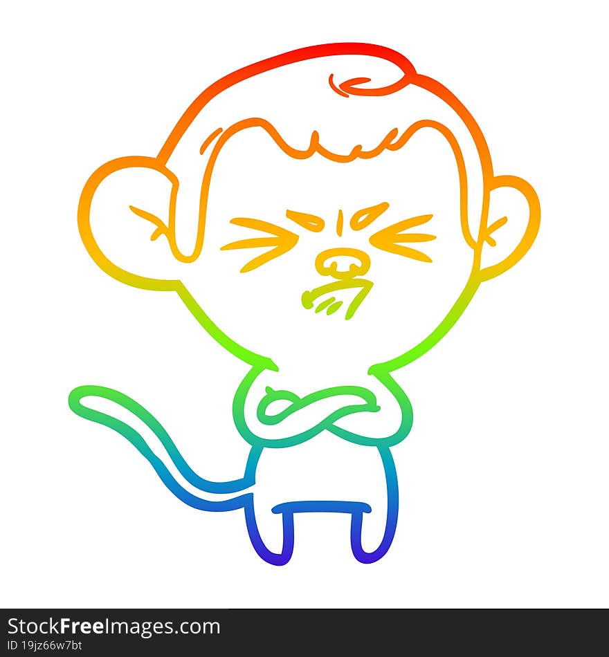 rainbow gradient line drawing cartoon annoyed monkey