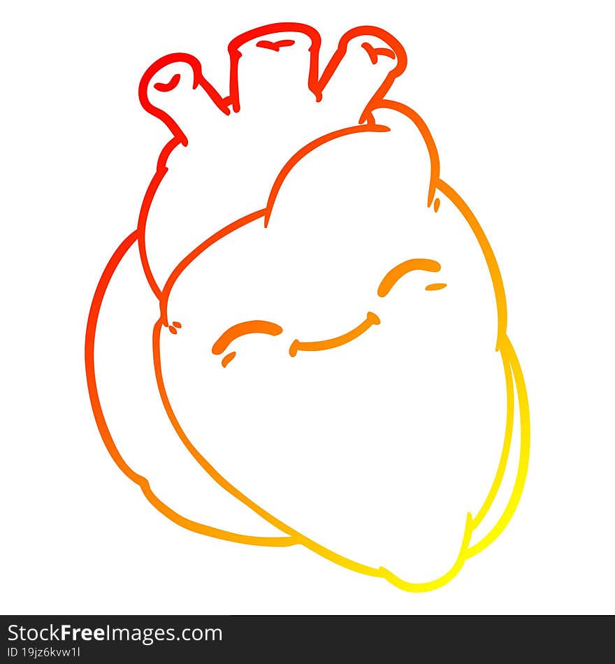 warm gradient line drawing cartoon happy heart