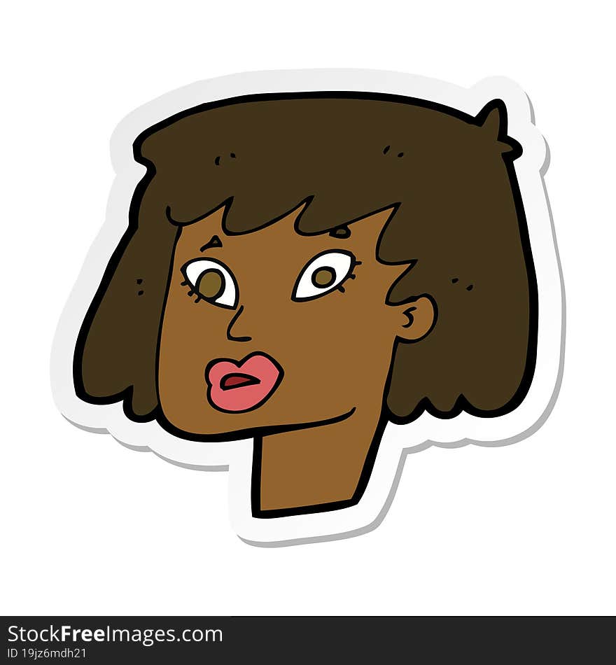 sticker of a cartoon pretty female face