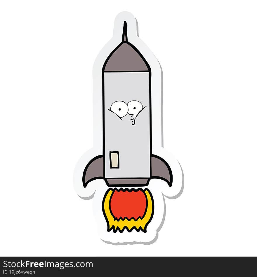 Sticker Of A Cartoon Rocket