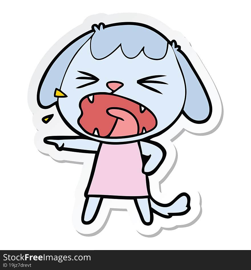 sticker of a cute cartoon dog barking