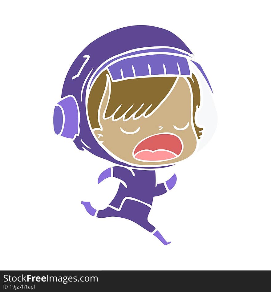 flat color style cartoon running astronaut