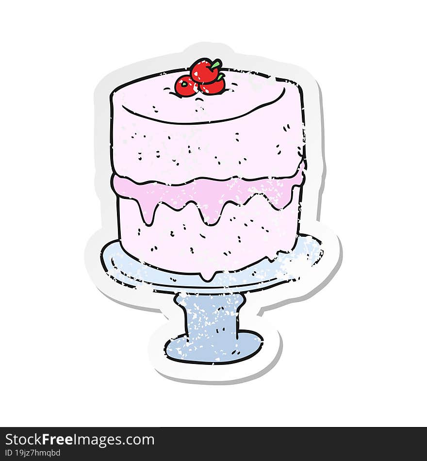 retro distressed sticker of a cartoon cake