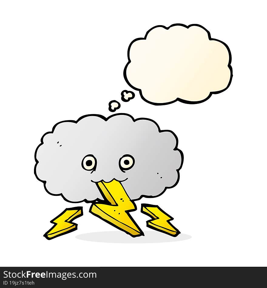 cartoon thundercloud with thought bubble