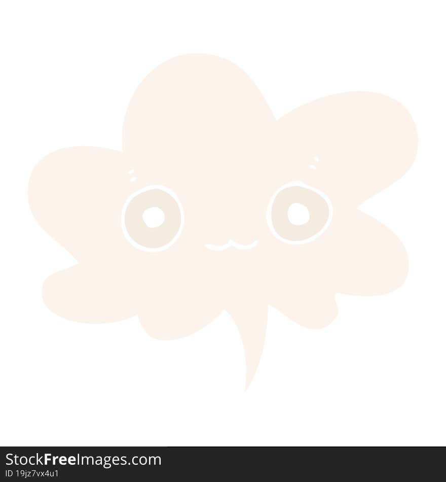 cute cartoon face with speech bubble in retro style