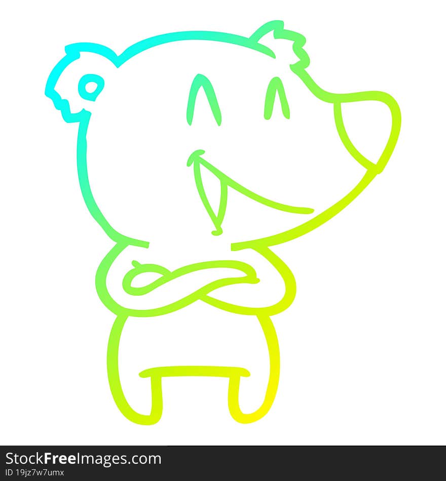 Cold Gradient Line Drawing Laughing Bear Cartoon