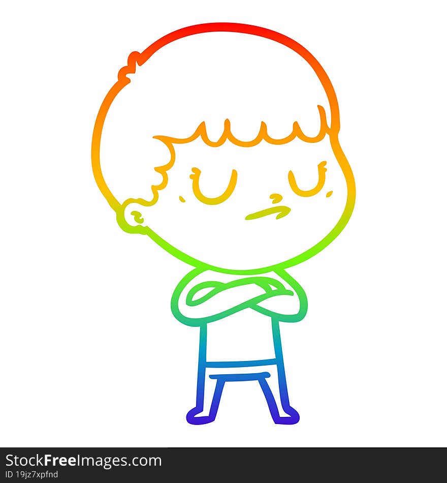 rainbow gradient line drawing cartoon grumpy boy