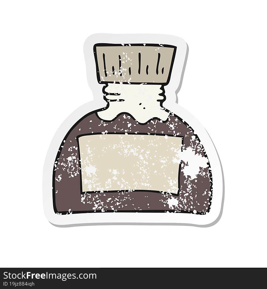 retro distressed sticker of a cartoon ink pot