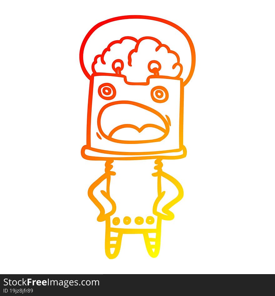 warm gradient line drawing cartoon robot