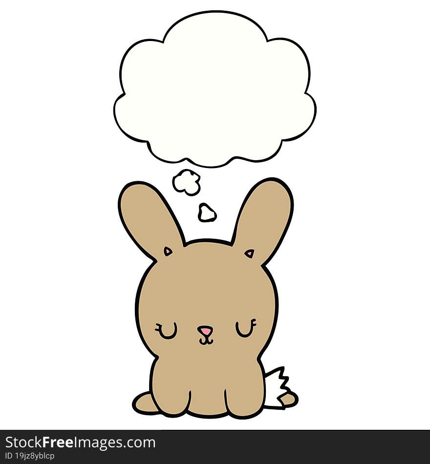 Cute Cartoon Rabbit And Thought Bubble