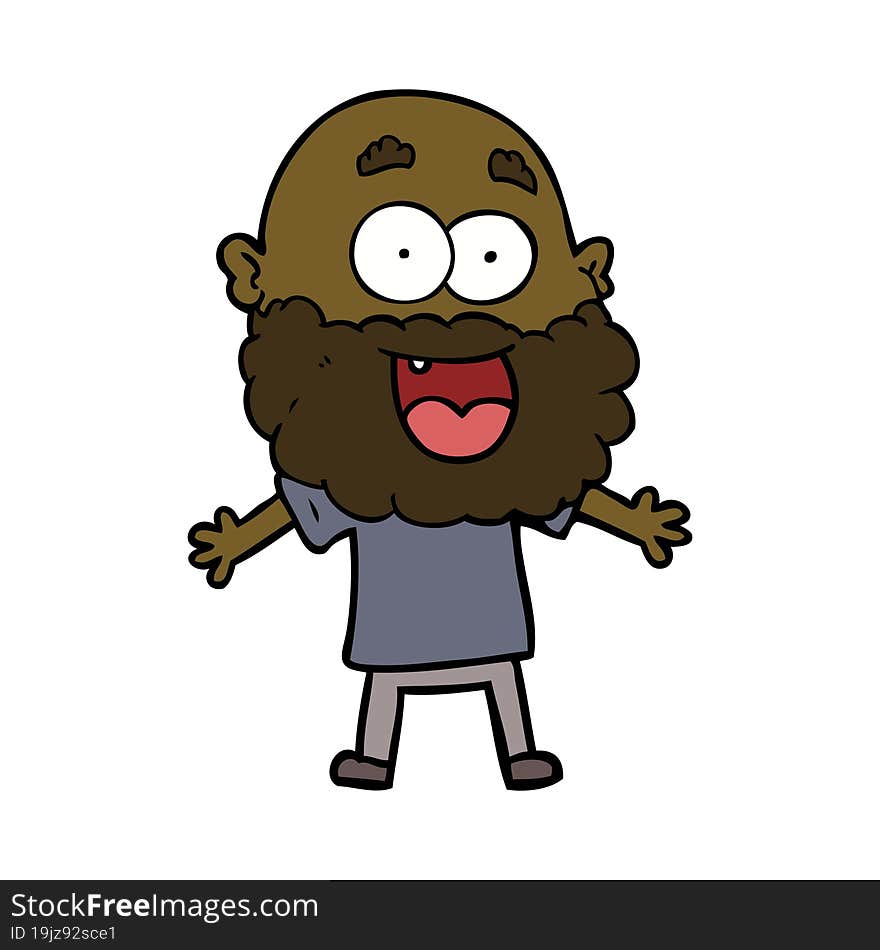 cartoon crazy happy man with beard. cartoon crazy happy man with beard