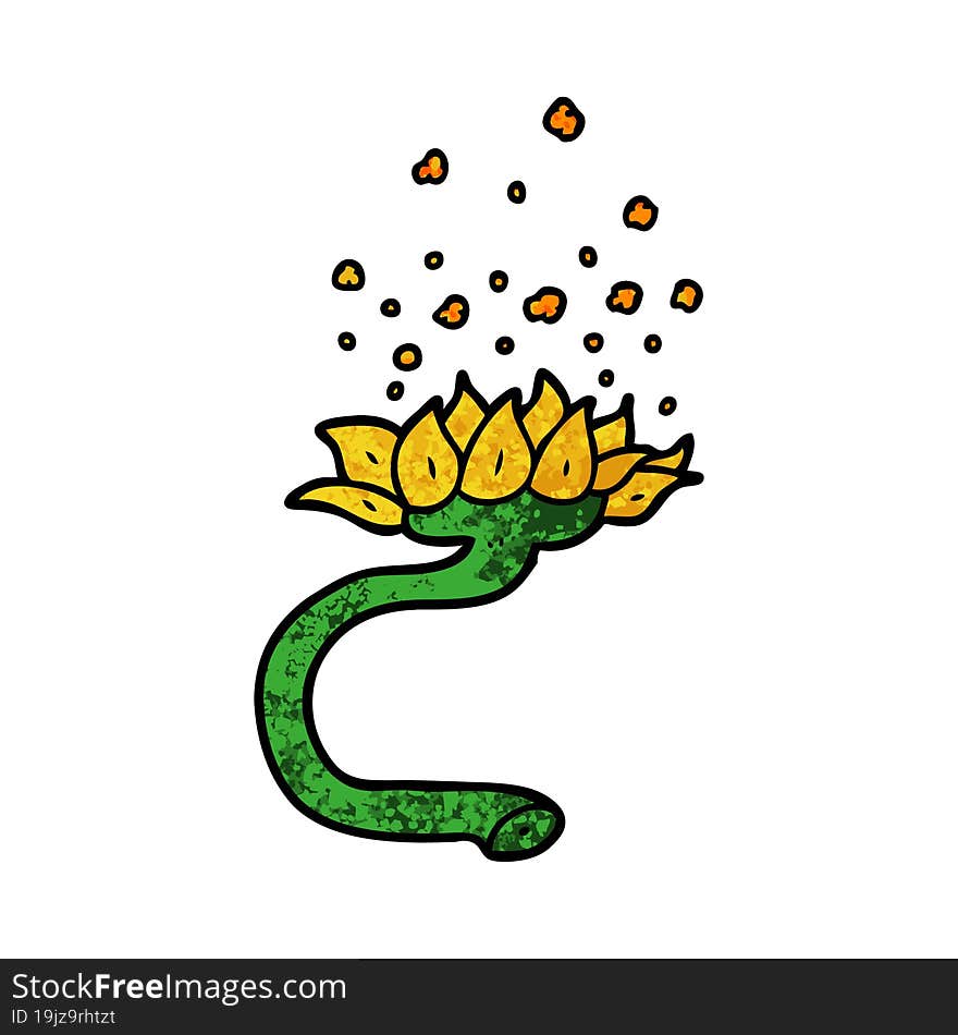 cartoon flower releasing pollen. cartoon flower releasing pollen