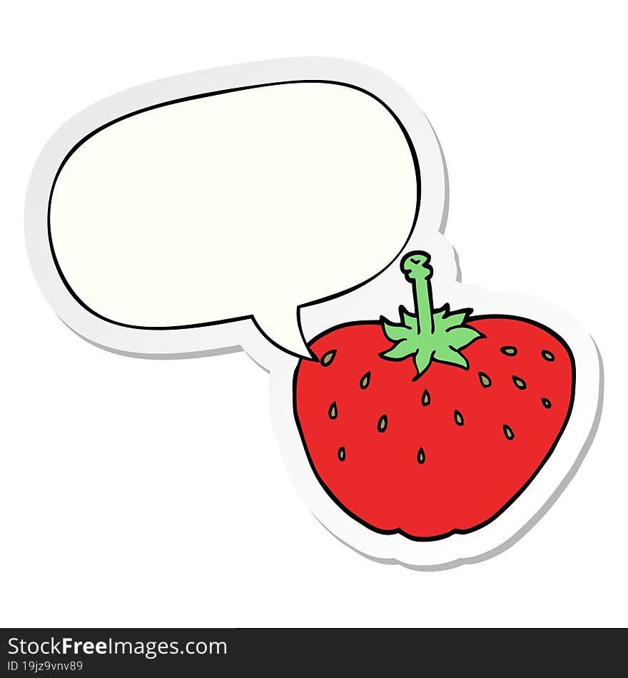 cartoon strawberry with speech bubble sticker