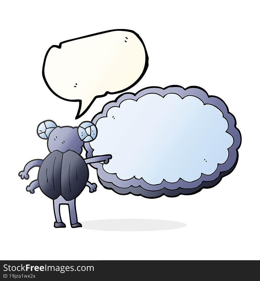 freehand drawn speech bubble cartoon pointing insect