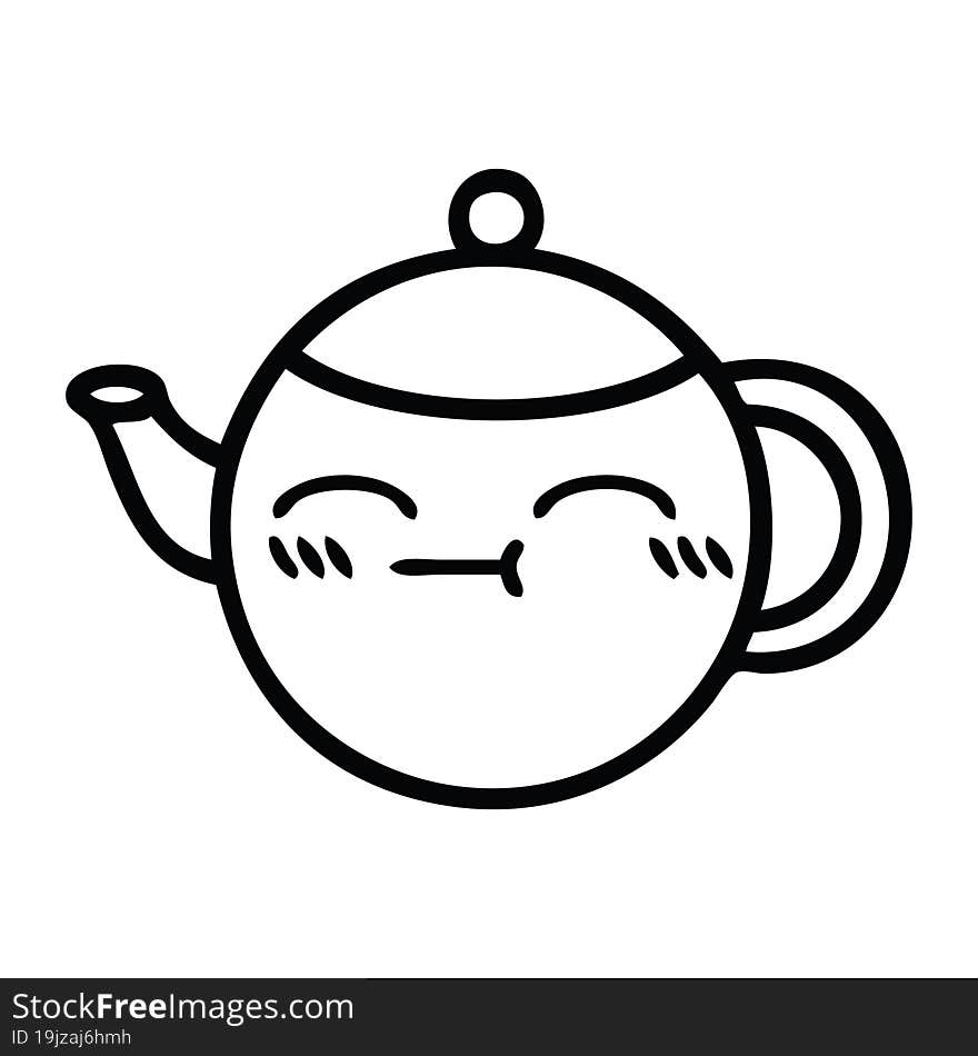 line drawing cartoon of a teapot. line drawing cartoon of a teapot