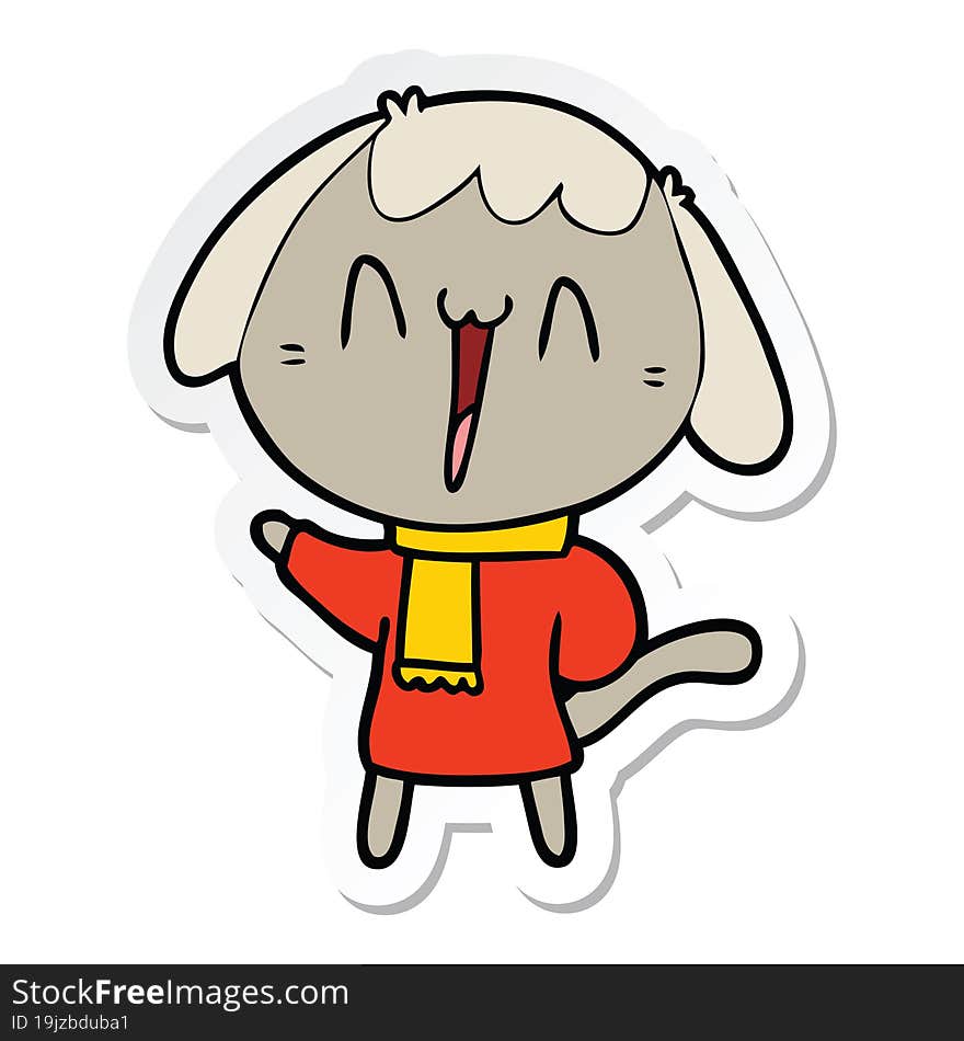 Sticker Of A Cute Cartoon Dog