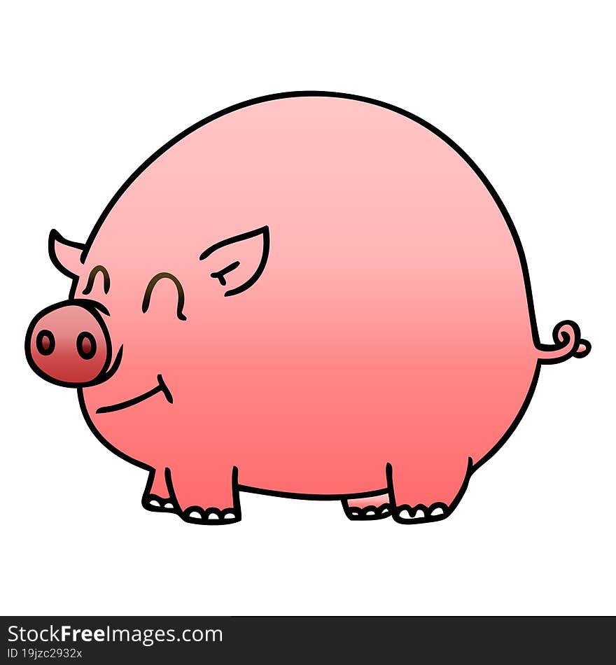 quirky gradient shaded cartoon pig